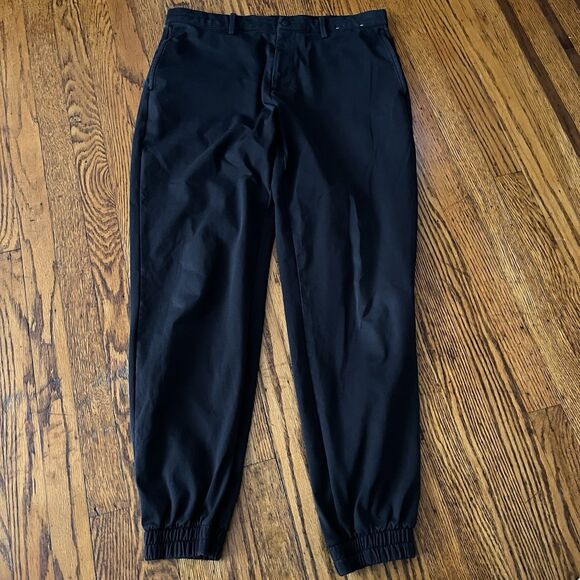 Uniqlo EZY Ankle Jogger Pants Stretch M (33x28) Black Elastic Waist Drawstring - Picture 1 of 12